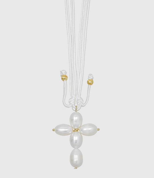 AWE Pearl Cross Pendant Necklace | Face 3 Face