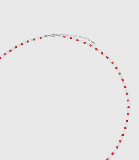 AWE Red Heart Pearl Necklace | Face 3 Face