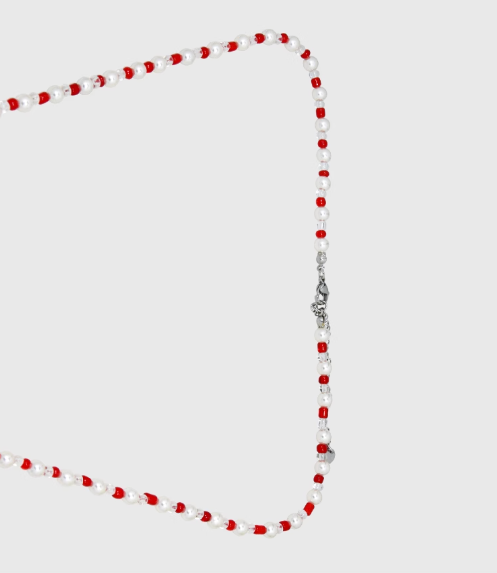 AWE Red Heart Pearl Necklace | Face 3 Face