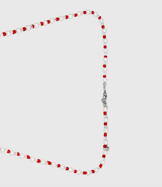 AWE Red Heart Pearl Necklace | Face 3 Face