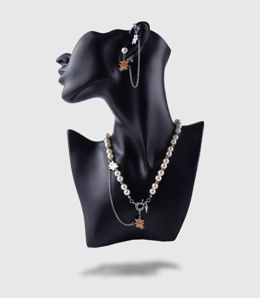 AWE Puppy Party Pendant Pearl Necklace | Face 3 Face