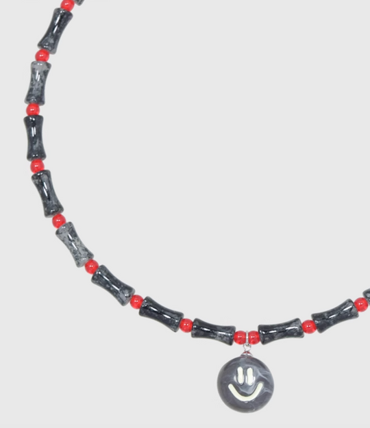 AWE Smiley Face Bamboo Beaded Necklace | Face 3 Face