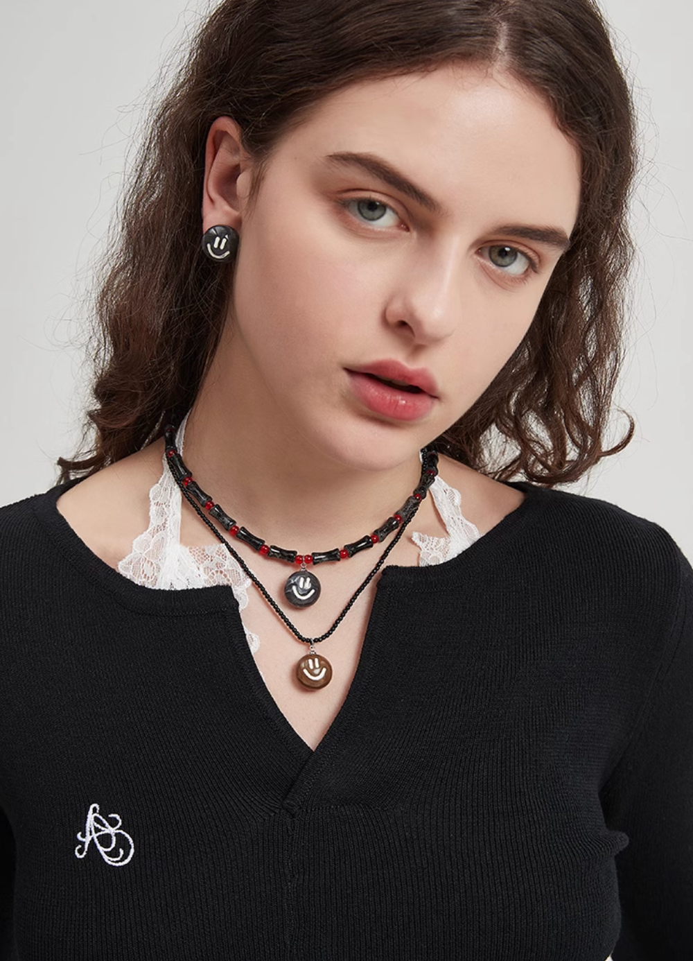 AWE Smiley Face Bamboo Beaded Necklace | Face 3 Face