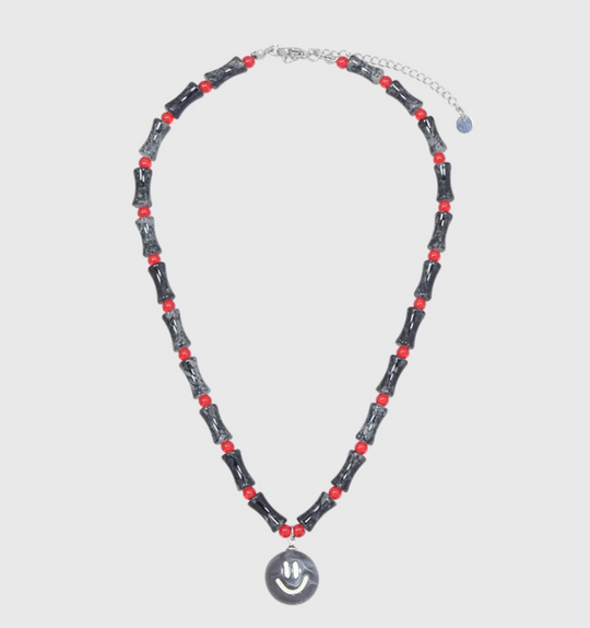 AWE Smiley Face Bamboo Beaded Necklace | Face 3 Face