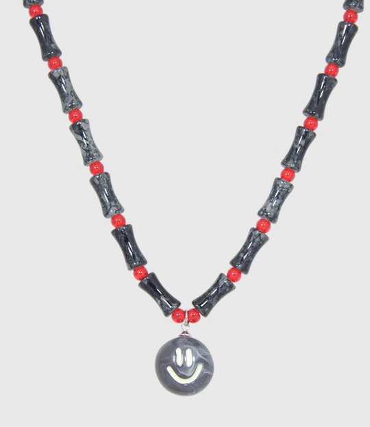 AWE Smiley Face Bamboo Beaded Necklace | Face 3 Face