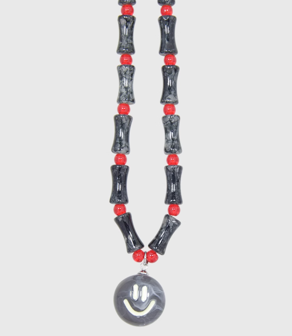AWE Smiley Face Bamboo Beaded Necklace | Face 3 Face