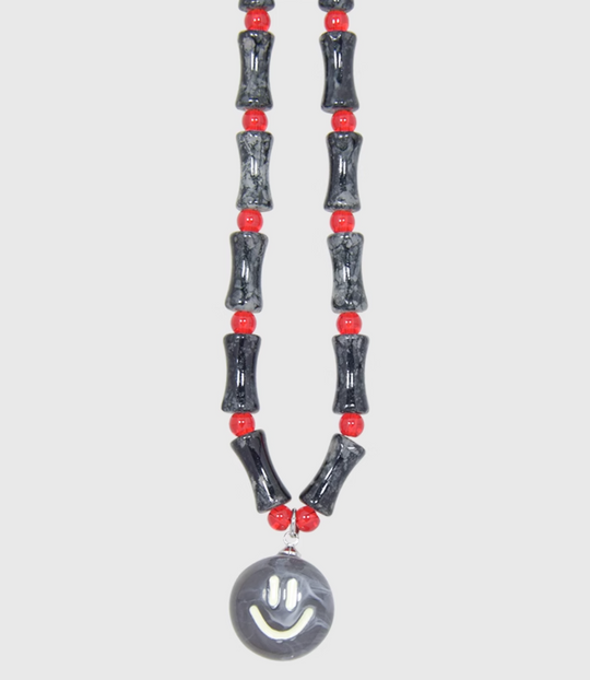 AWE Smiley Face Bamboo Beaded Necklace | Face 3 Face