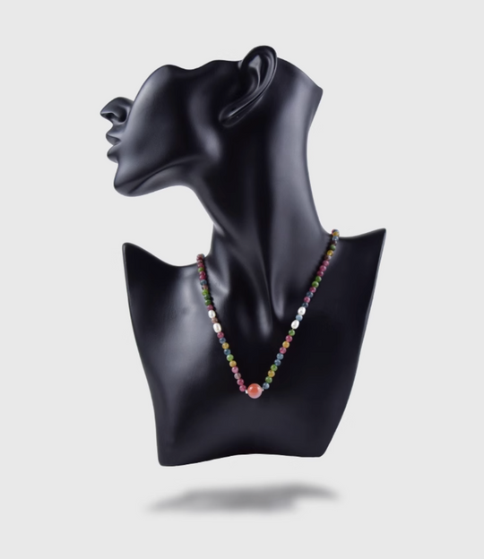 AWE Agate Tourmaline Beaded Necklace | Face 3 Face