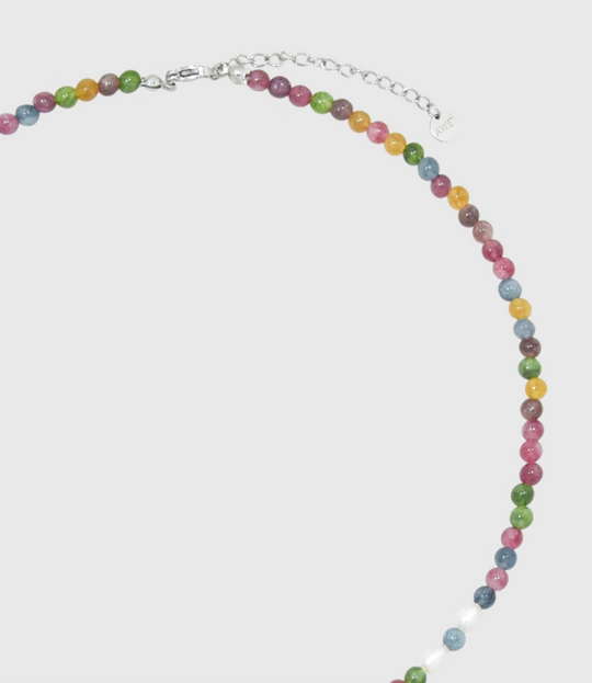 AWE Agate Tourmaline Beaded Necklace | Face 3 Face