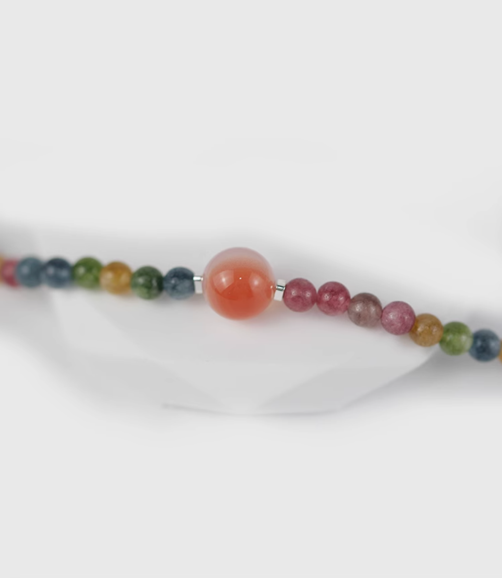AWE Agate Tourmaline Beaded Necklace | Face 3 Face