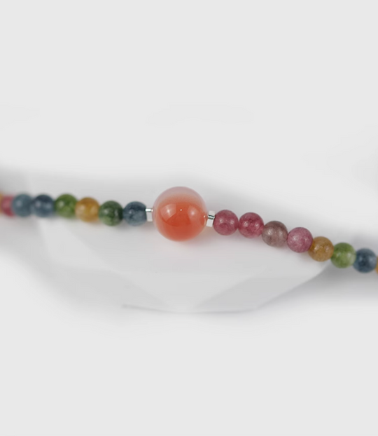 AWE Agate Tourmaline Beaded Necklace | Face 3 Face