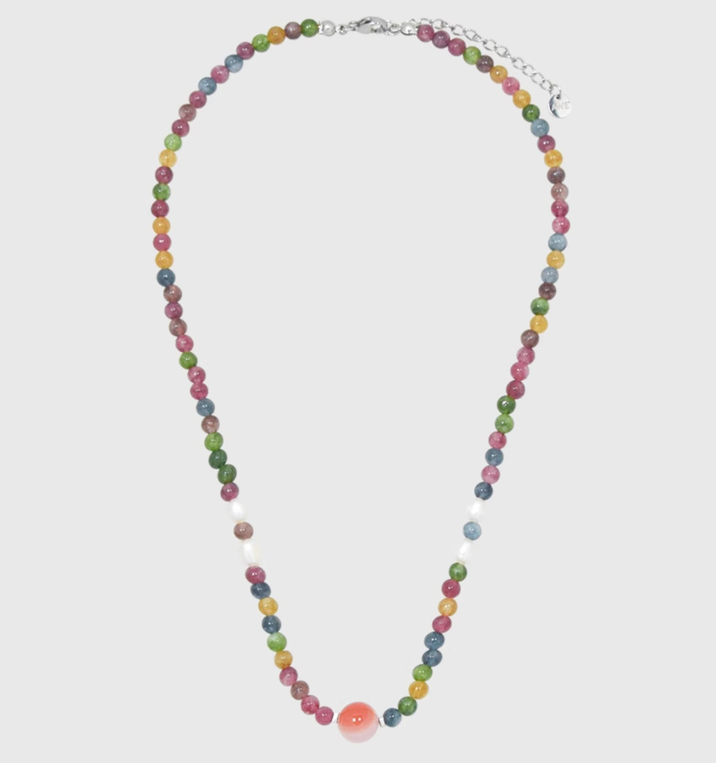 AWE Agate Tourmaline Beaded Necklace | Face 3 Face