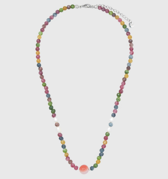 AWE Agate Tourmaline Beaded Necklace | Face 3 Face