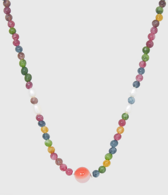 AWE Agate Tourmaline Beaded Necklace | Face 3 Face