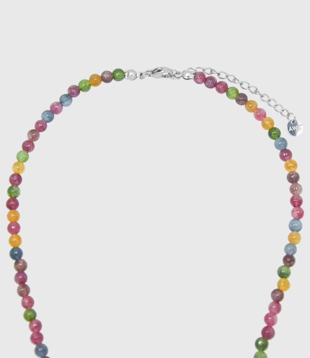AWE Agate Tourmaline Beaded Necklace | Face 3 Face