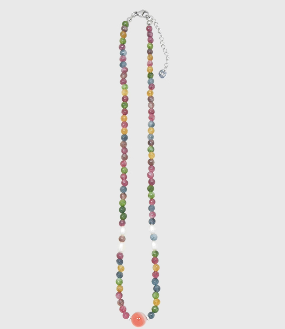 AWE Agate Tourmaline Beaded Necklace | Face 3 Face