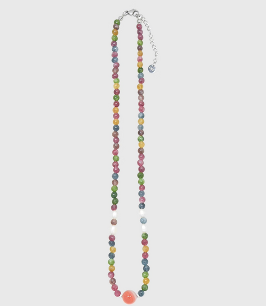 AWE Agate Tourmaline Beaded Necklace | Face 3 Face