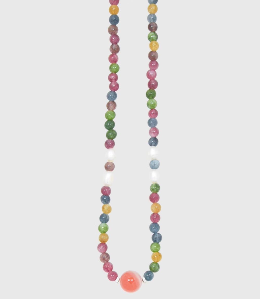 AWE Agate Tourmaline Beaded Necklace | Face 3 Face