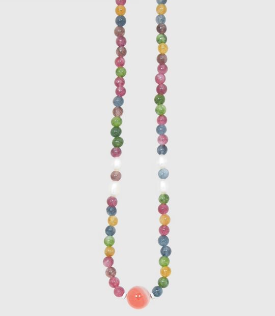 AWE Agate Tourmaline Beaded Necklace | Face 3 Face