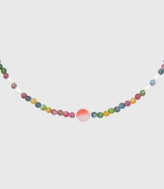 AWE Agate Tourmaline Beaded Necklace | Face 3 Face