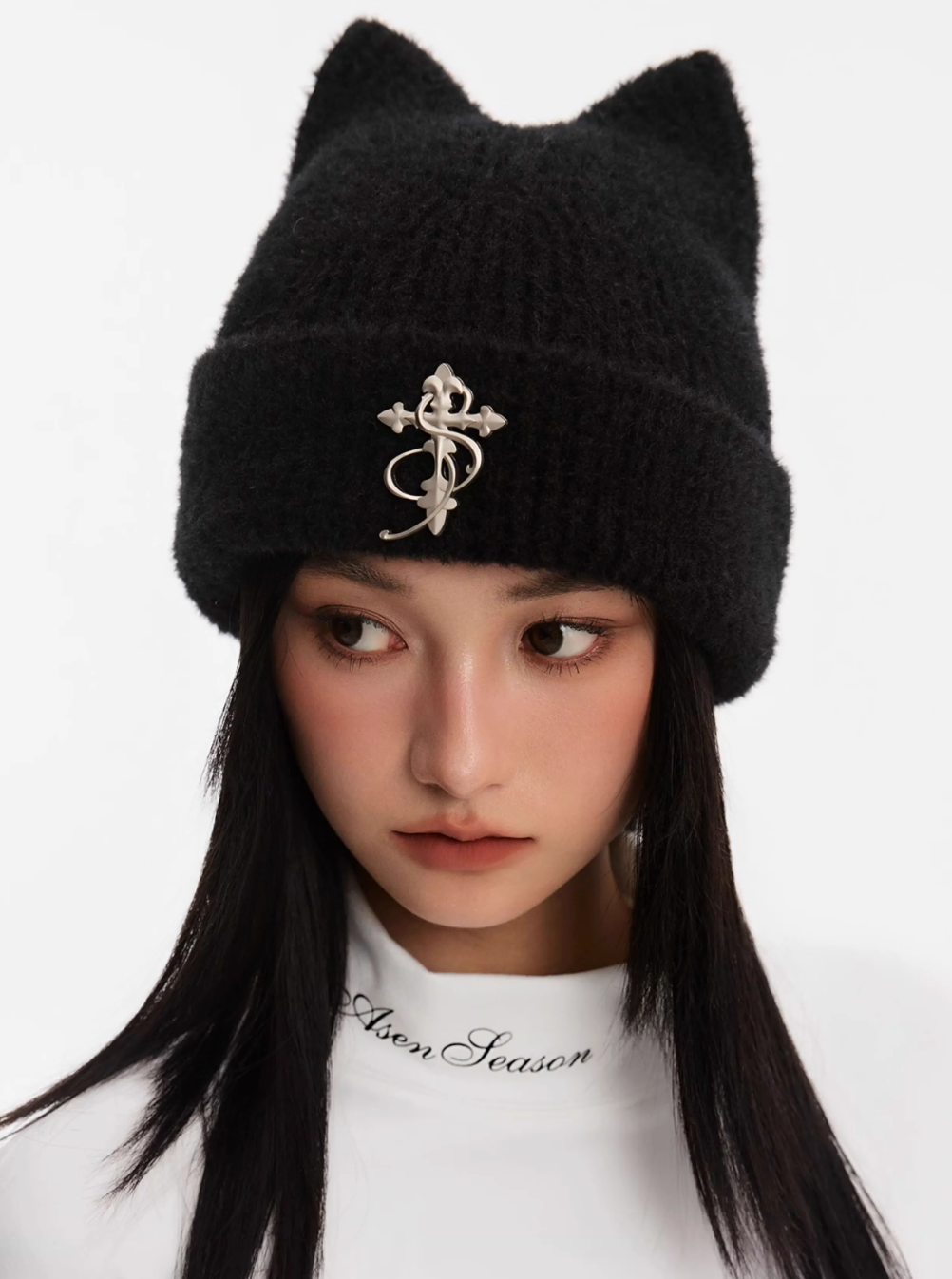 Small Town Kid Cat Ears Metal Logo Beanie | Face 3 Face