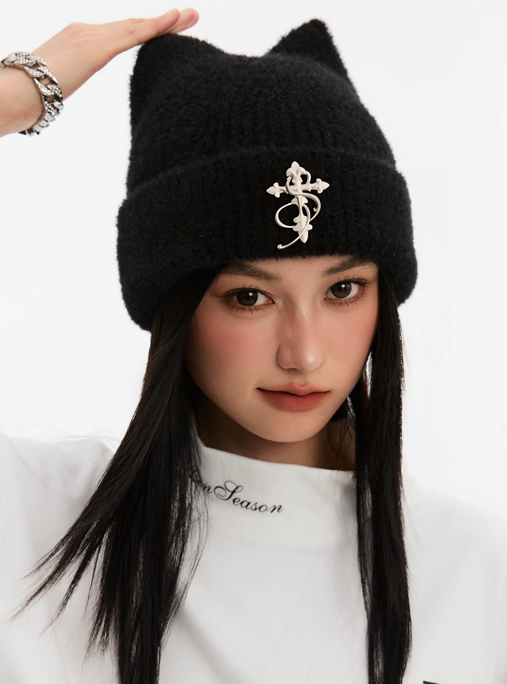 Small Town Kid Cat Ears Metal Logo Beanie | Face 3 Face