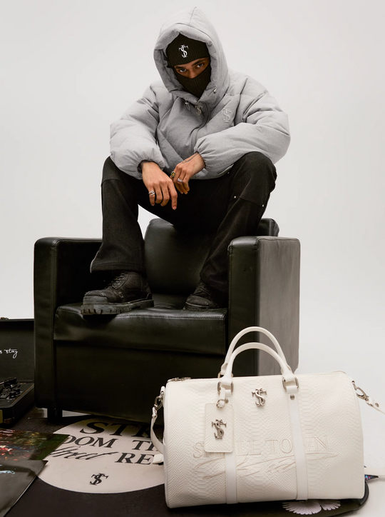 Small Town Kid Floral Gray Deconstructed Hooded Down Jacket | Face 3 Face