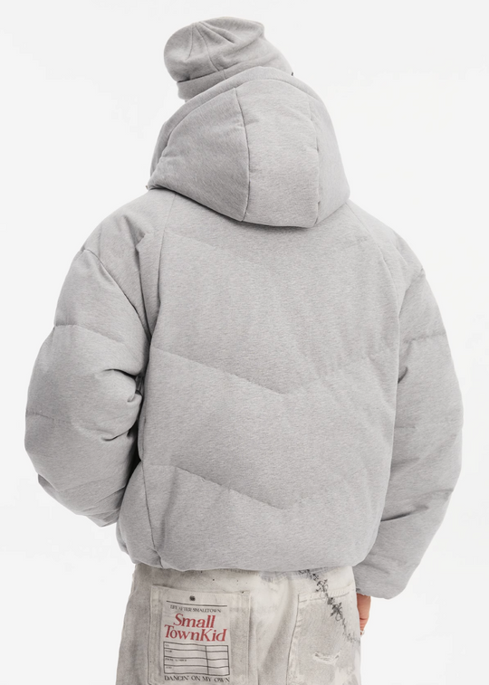 Small Town Kid Floral Gray Deconstructed Hooded Down Jacket | Face 3 Face