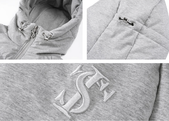 Small Town Kid Floral Gray Deconstructed Hooded Down Jacket | Face 3 Face