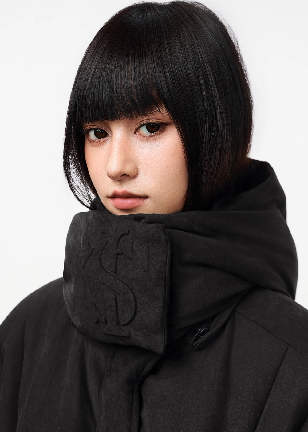 Small Town Kid Velvet Embossed Deconstructed Hooded Down Jacket | Face 3 Face