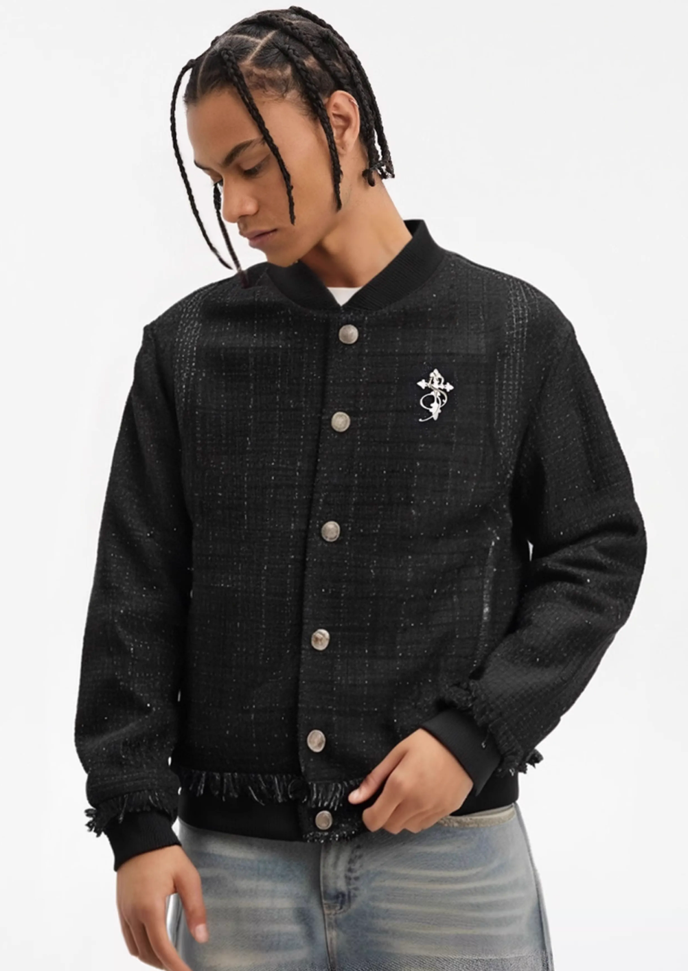 Small Town Kid Patchwork Luxury Short Jacket | Face 3 Face