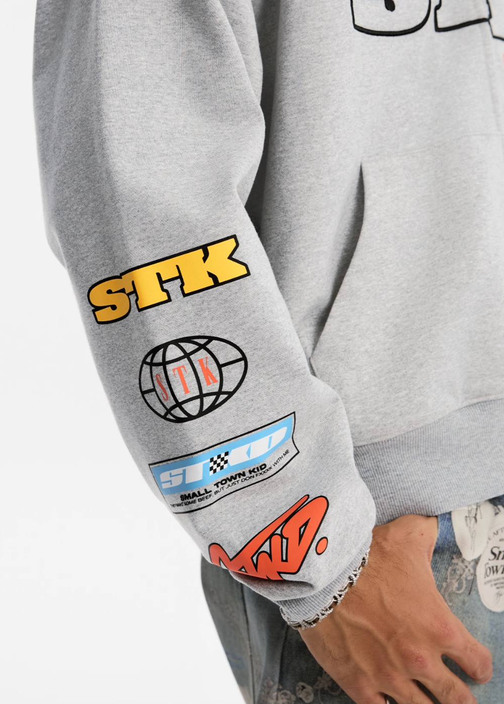 Small Town Kid Racing Badge Printed and Embroidered Zip-Up Hoodie | Face 3 Face