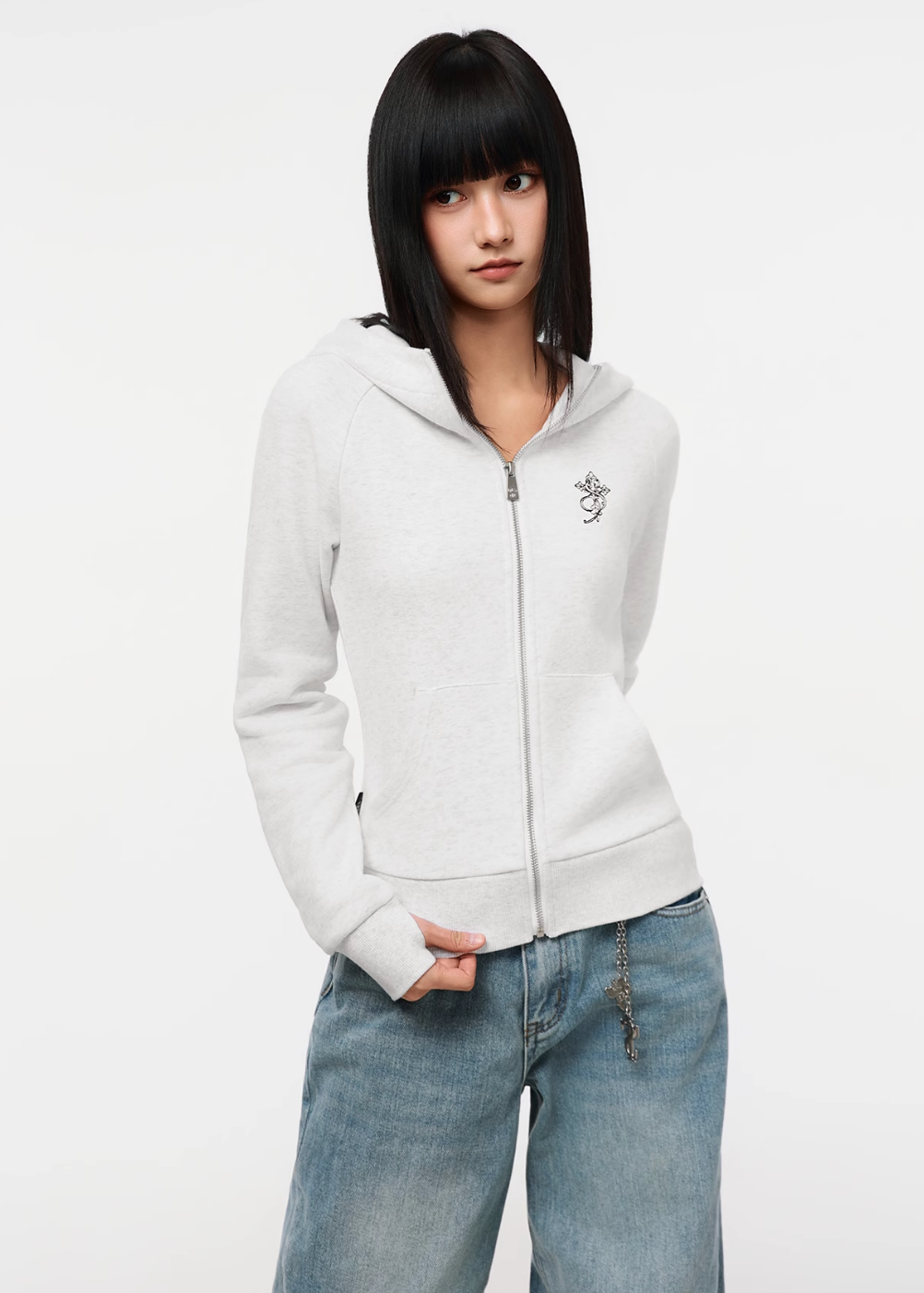 Small Town Kid Turtleneck Slim-Fit Short Zip-Up Hoodie | Face 3 Face