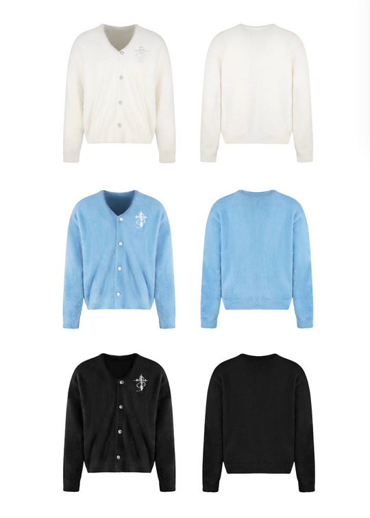 Small Town Kid Imitation Mink Pearl Button Knit Cardigan | Face 3 Face