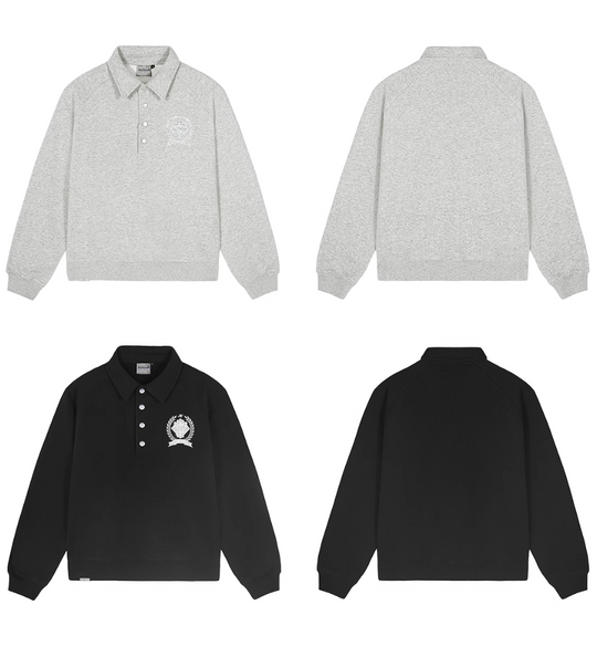 Small Town Kid Badge Embroidered Polo Sweatshirt | Face 3 Face