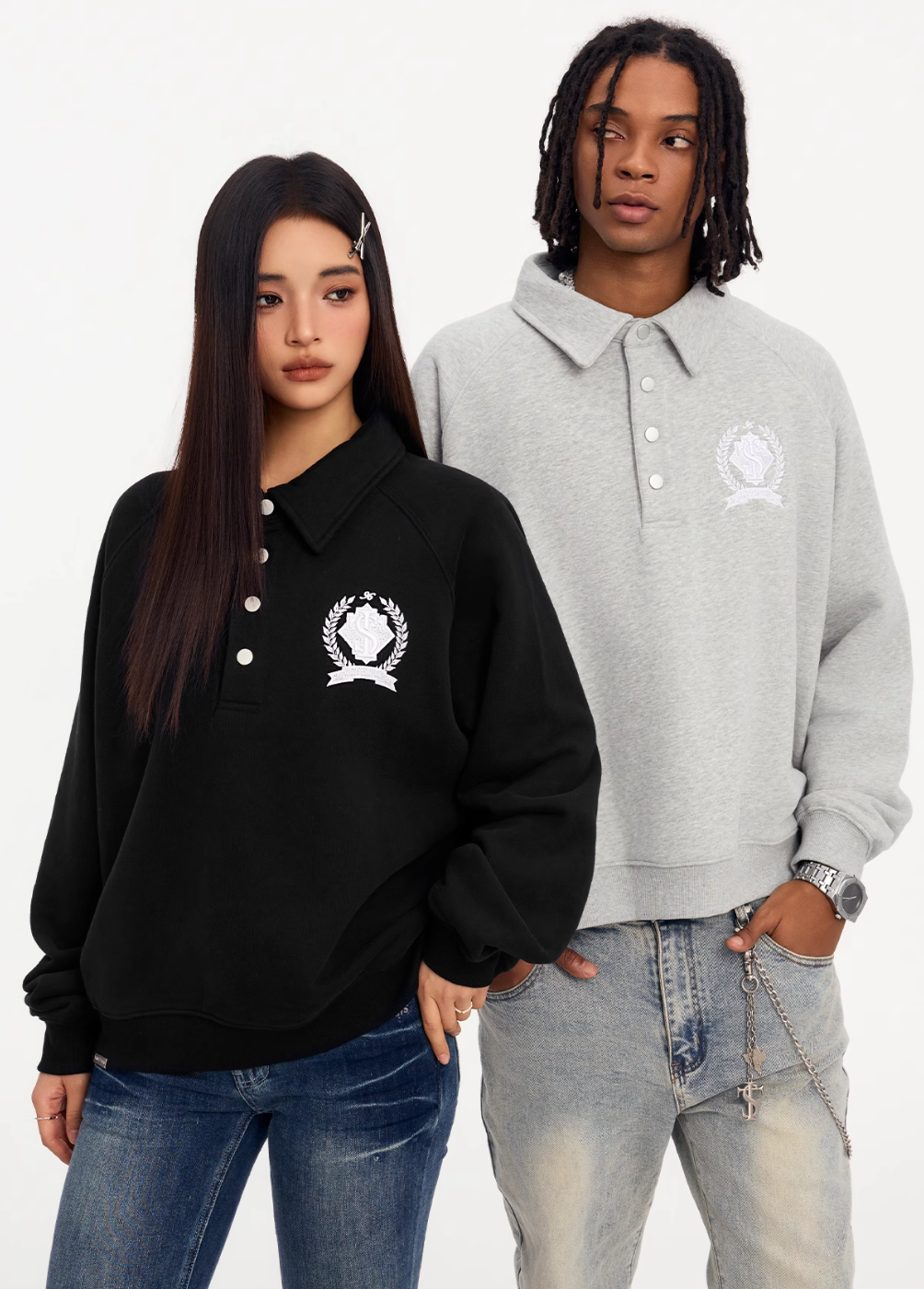 Small Town Kid Badge Embroidered Polo Sweatshirt | Face 3 Face