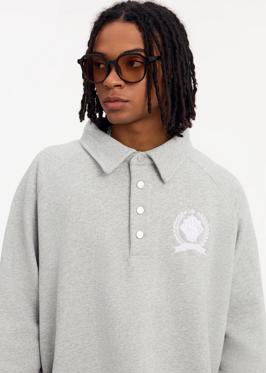Small Town Kid Badge Embroidered Polo Sweatshirt | Face 3 Face