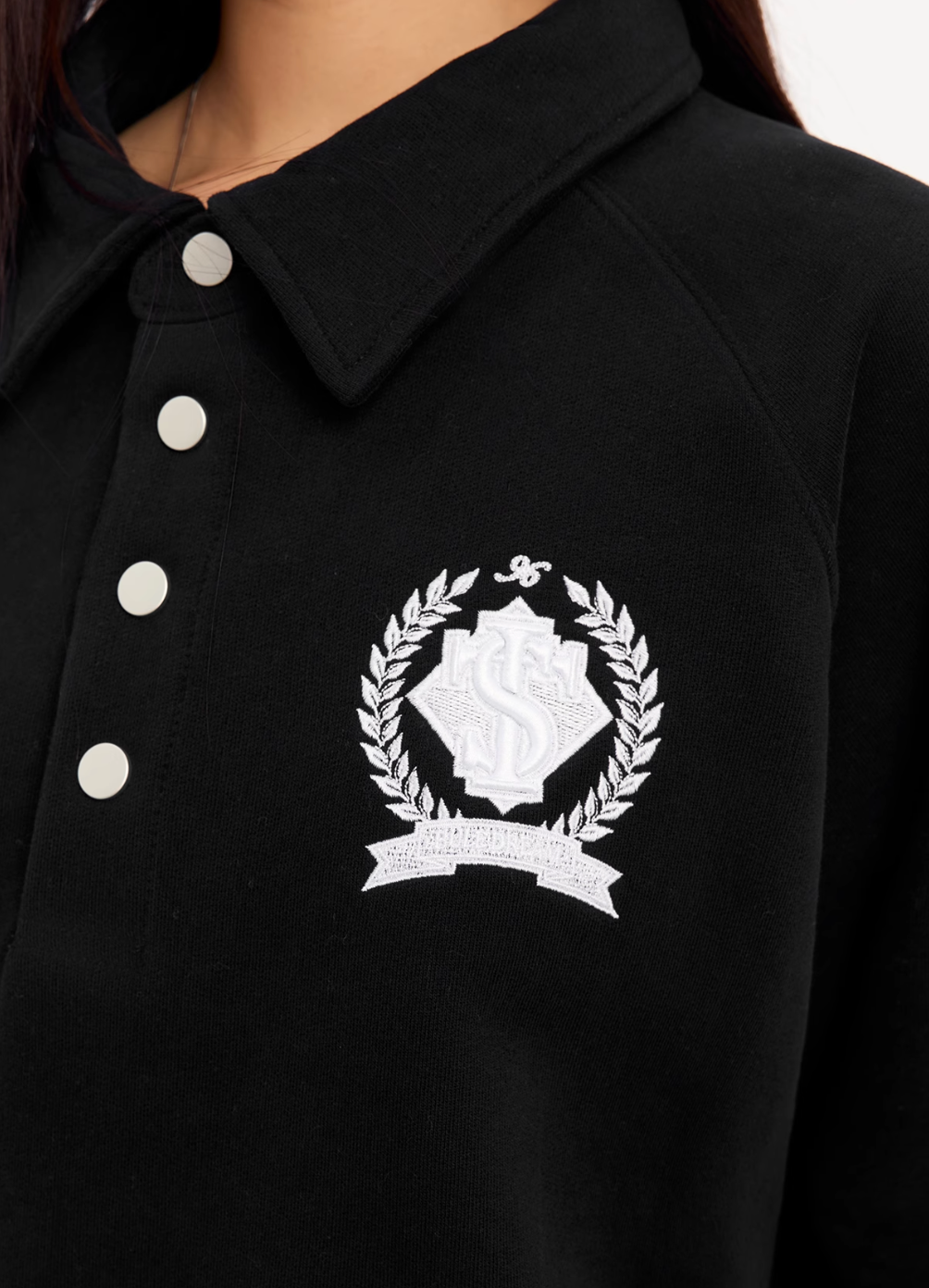 Small Town Kid Badge Embroidered Polo Sweatshirt | Face 3 Face