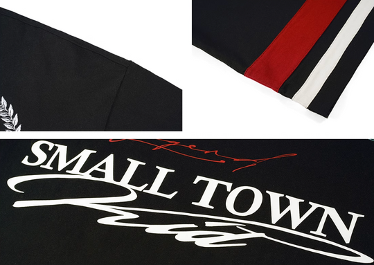 Small Town Kid 3D Embroidered Badge Fake Two-Piece Long-Sleeve Polo | Face 3 Face