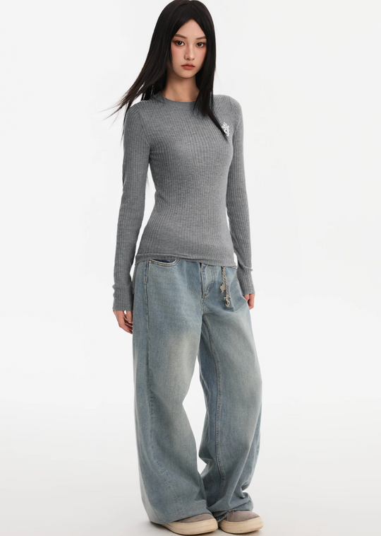 Small Town Kid Basic Slim Fit Thermal Knit Sweater | Face 3 Face