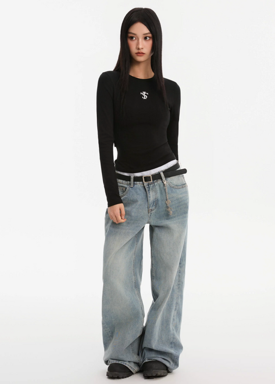 Small Town Kid Basic Slim Fit Stretch Long Sleeve Tee | Face 3 Face