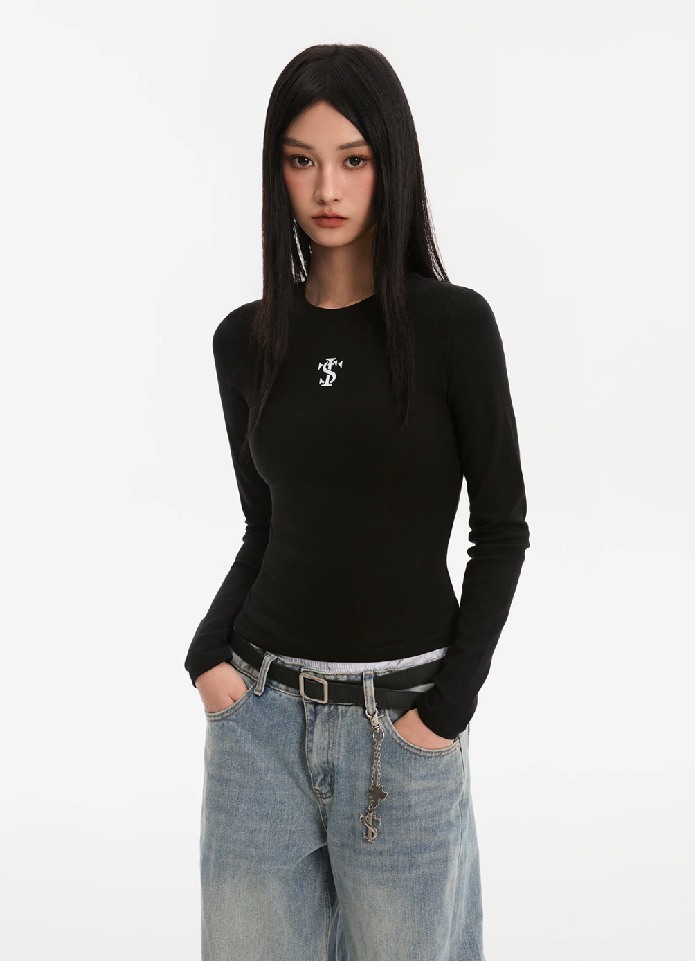 Small Town Kid Basic Slim Fit Stretch Long Sleeve Tee | Face 3 Face