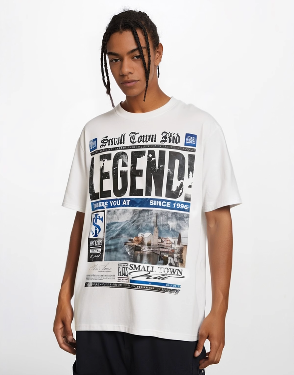 Small Town Kid Old Newspaper Print Tee | Face 3 Face