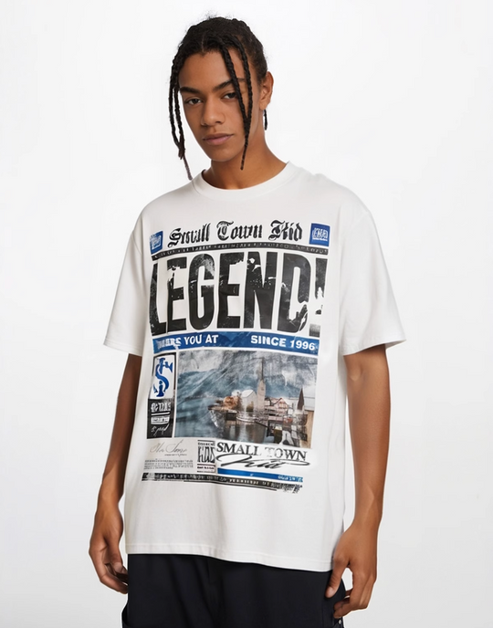 Small Town Kid Old Newspaper Print Tee | Face 3 Face