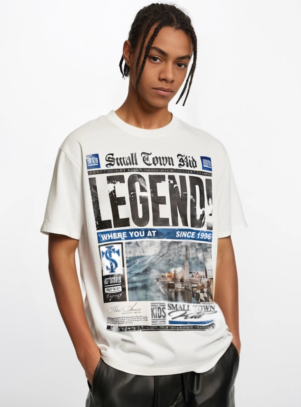 Small Town Kid Old Newspaper Print Tee | Face 3 Face
