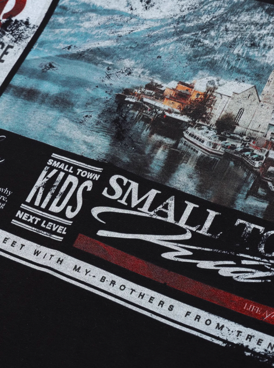 Small Town Kid Old Newspaper Print Tee | Face 3 Face