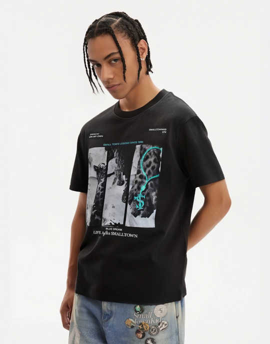 Small Town Kid Leopard Dirty Wash Tee | Face 3 Face