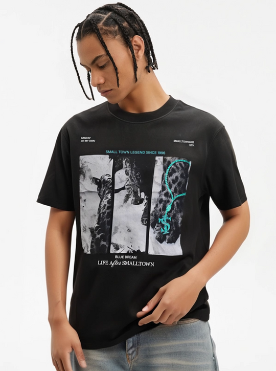 Small Town Kid Leopard Dirty Wash Tee | Face 3 Face