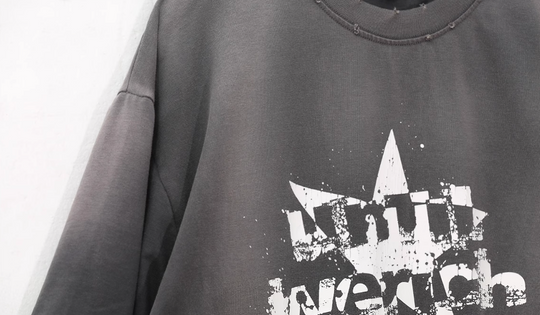 UNTILWERICH Washed Star Burst Print Mock Two-Piece Long Sleeve Tee | Face 3 Face