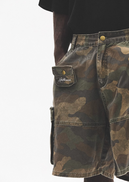 UNTILWERICH Camouflage Multi Pocket Work Cargo Shorts | Face 3 Face